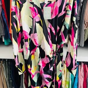 H&M FRINGE TRIM SATIN WRAP DRESS